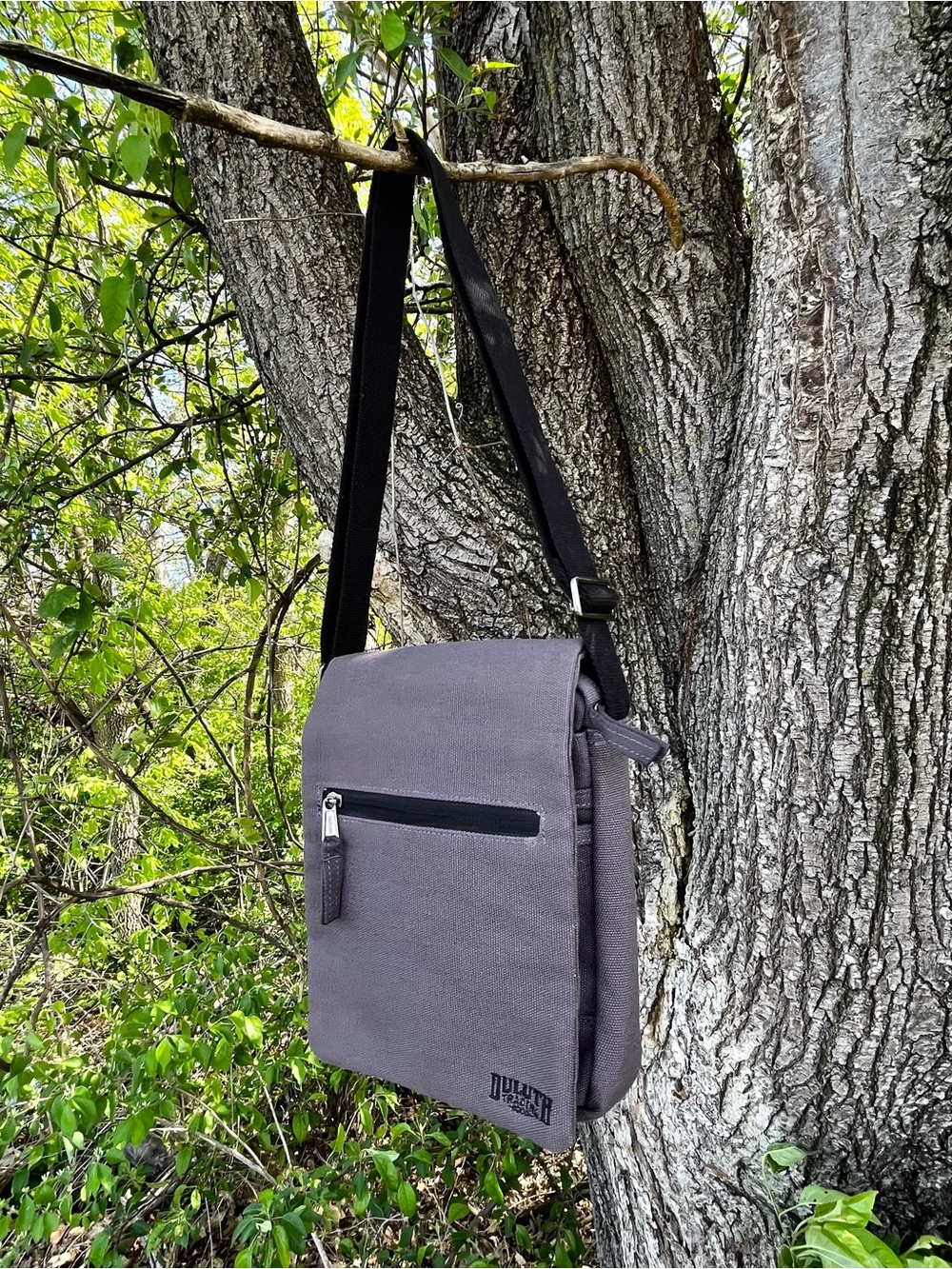 Duluth Trading Co Premium Gray Canvas Crossbody Bag Rugged Utility Travel Bag